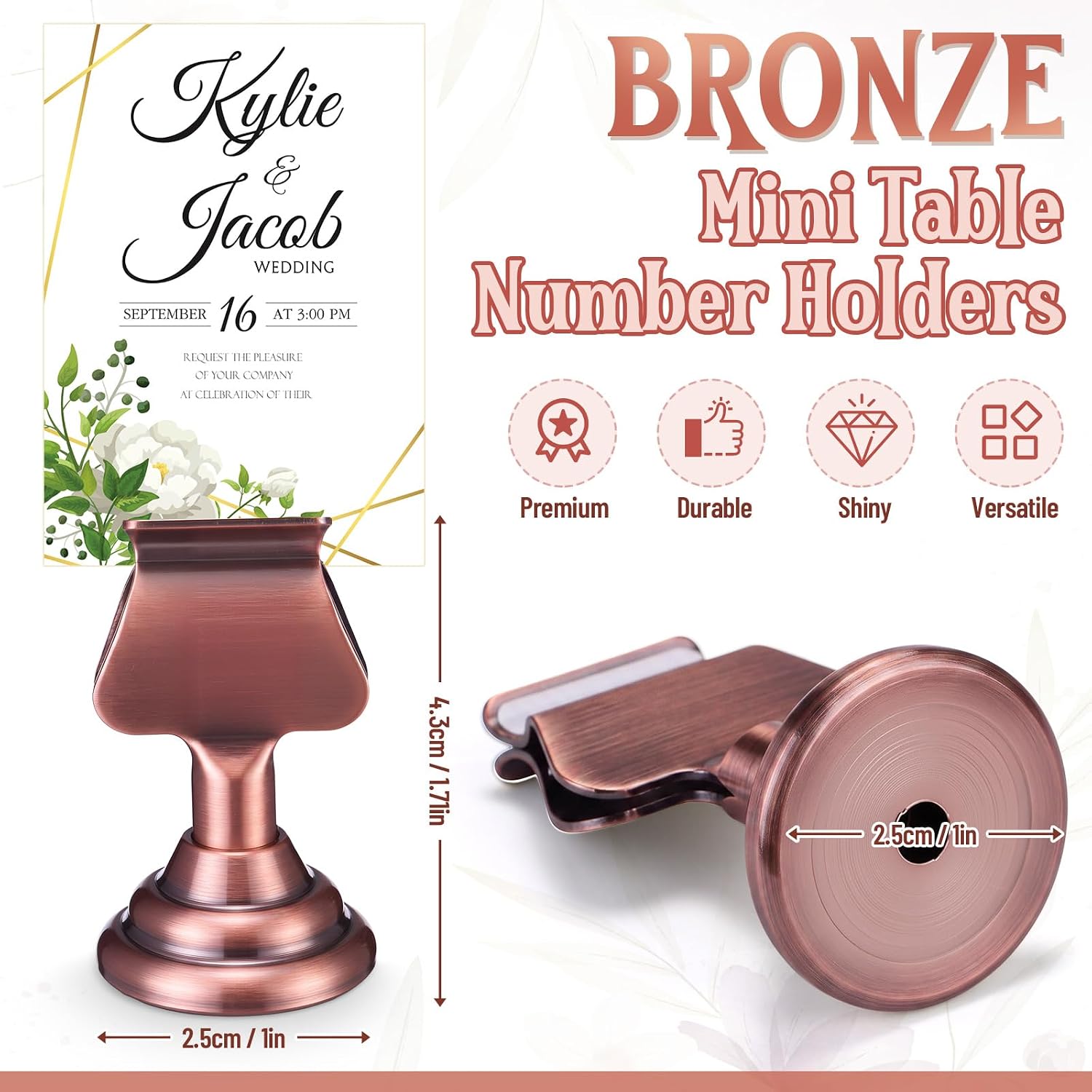 Kathfly 24 Pcs Table Number Holders Metal Place Card Clip,Antique Copper image 2