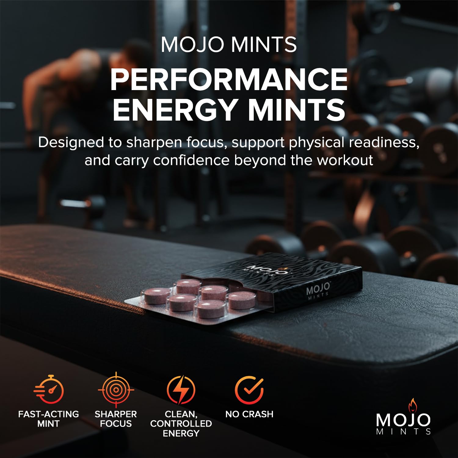 Mojo Mints Caffeine Energy Mints — Energy, Pump, Focus & Mood | 45mg Guarana Caffeine + L-Citrulline + Panax Ginseng + Maca Root | 9-Count Sugar-Free Frozen Ember Pre-Workout — Amazon image 2