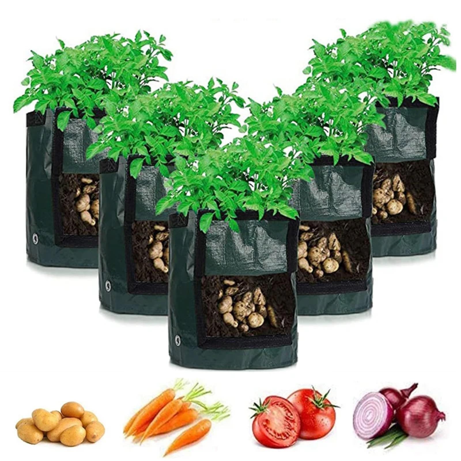 2 uds Suministros de plantación Bolsa Cultivo macetas jardín jardinería Plantas for Verduras Patatas Tomate Herramientas para Plantas(Green,7 Gallon(US)-30x35cm)