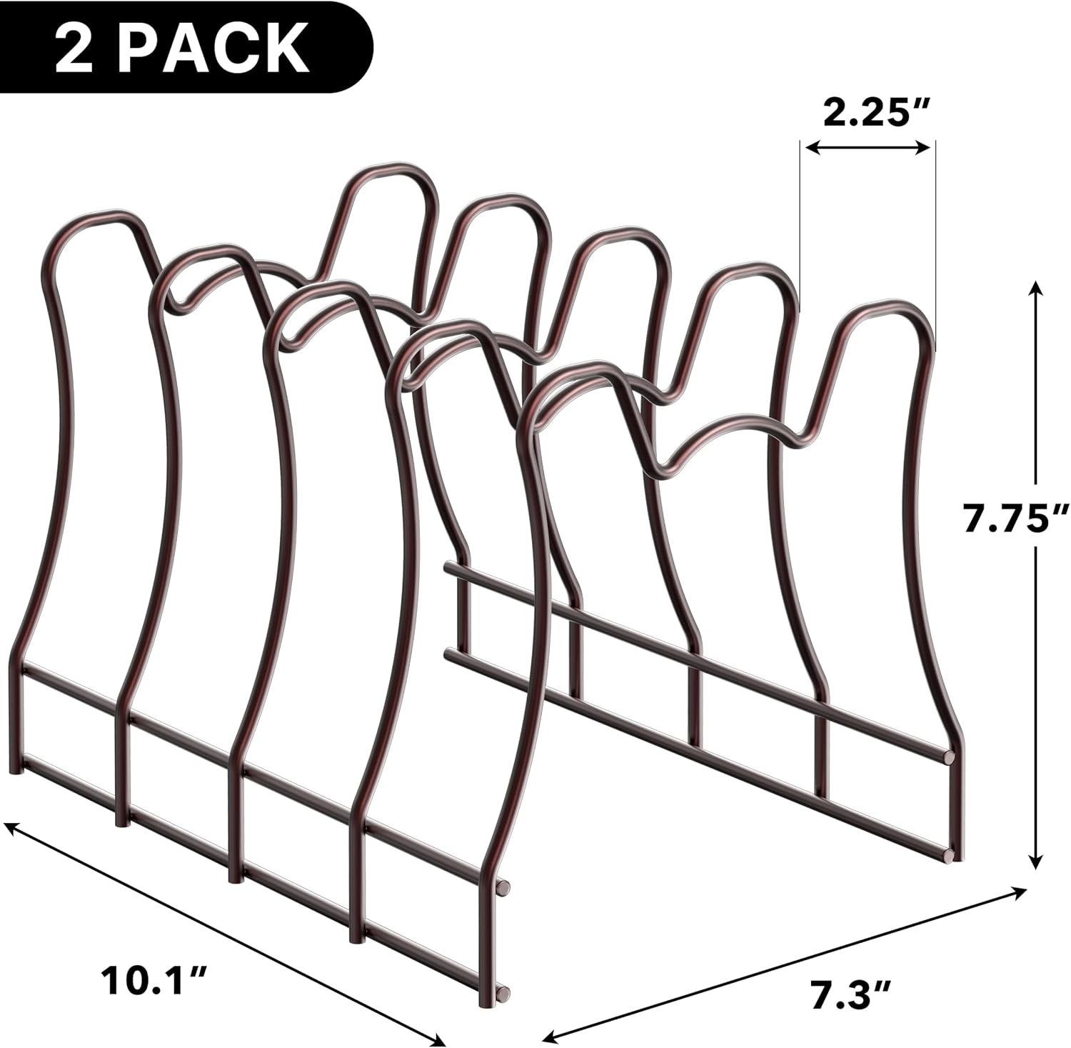 Simple Houseware 2-Pack Kitchen Pot Lid Rack Holder Organizer, Bronze