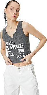 توب كات قصير بدون أكمام للنساء من كوتون