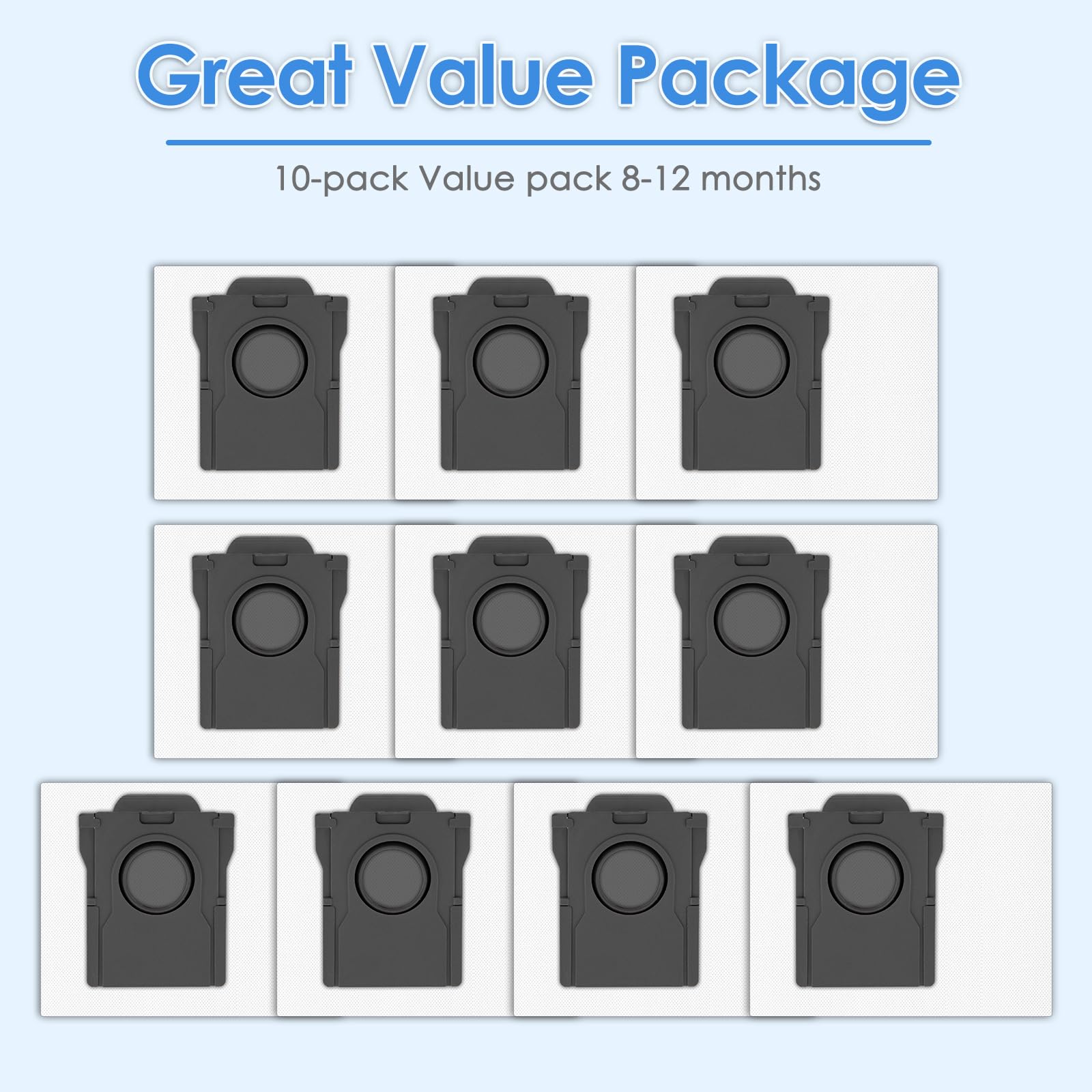 Replacement Dust Bags For MOVA P10 Pro Ultra Robotic Vacuum - 5-Layer Filtration, Large Capacity, Tear-Resistant (4 Or 10 Pack)