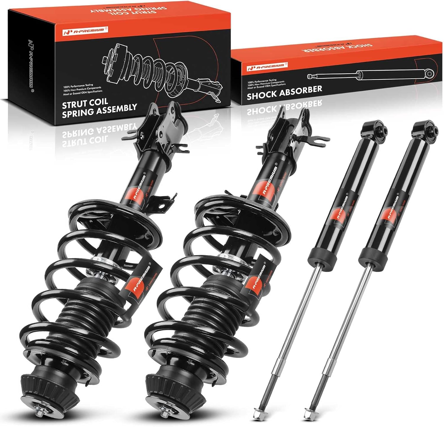 A-Premium Set (4) Front and Rear Complete Strut & Coil Spring Assembly Compatible with Chevrolet Aveo 2004-2011, Aveo5 2007-2011 & Pontiac G3 2009-2010, Wave 2005-2008, Driver and Passenger Side