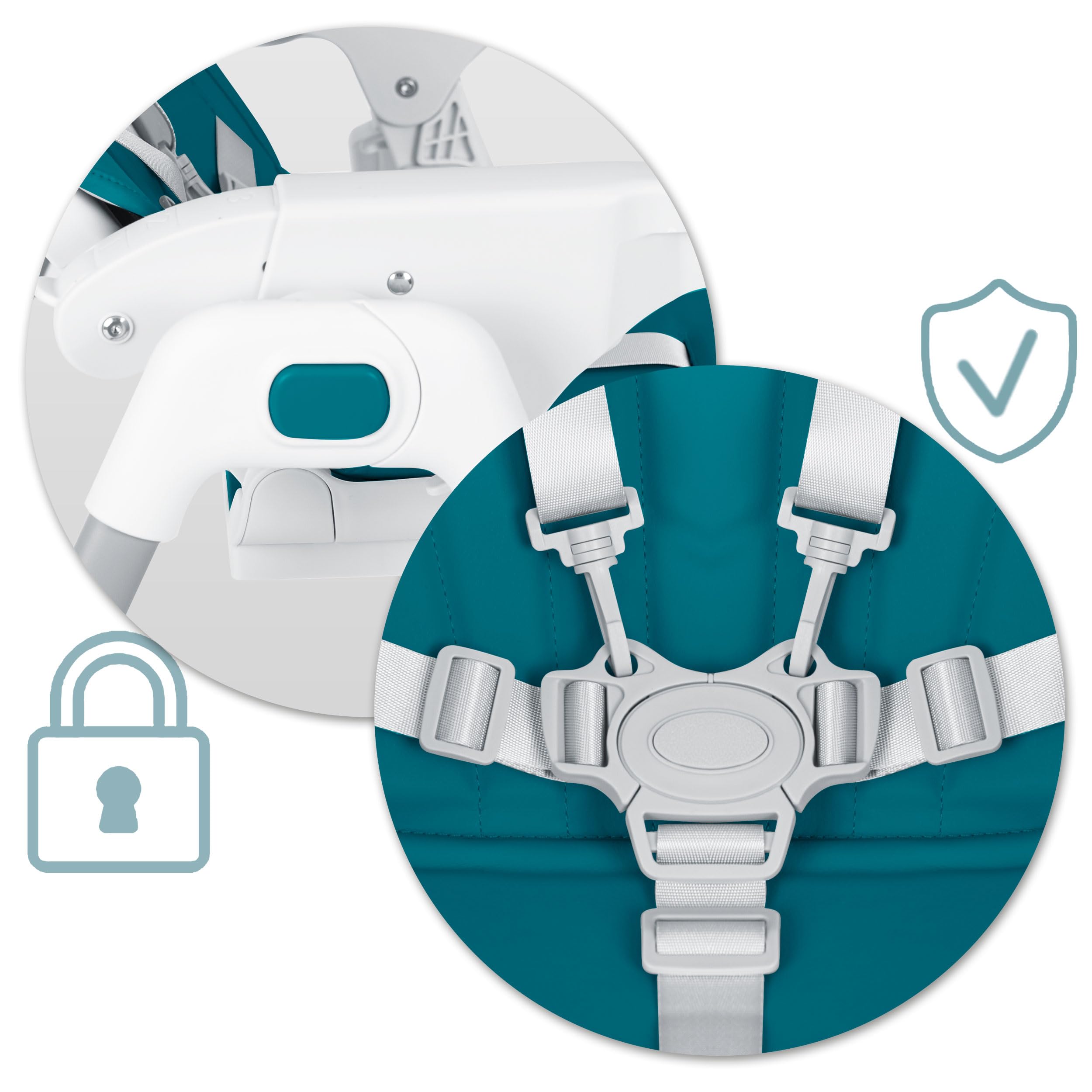 Ricokids - Tulo - 2in1 Hochstuhl Baby - Mit Gurt - Mit Abnehmbarem Tablett - Klappbarer Fütterungsstuhl Mit Rollen - Verstellbare Rückenlehne - Mitwachsender - Ab 6 Monat -102x54x72 cm - Blau