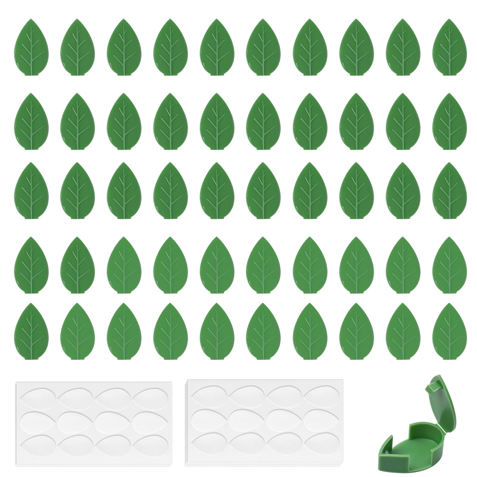 HX-pyahgtv 50 Stück Pflanzenclips Wand, Grüne Ranken-Clips, Unsichtbare Pflanzen Clips, Pflanzenclips für Kletterpflanzen, Blattförmiger Rankenhalter für Gartenarbeit Pflanzenstützung