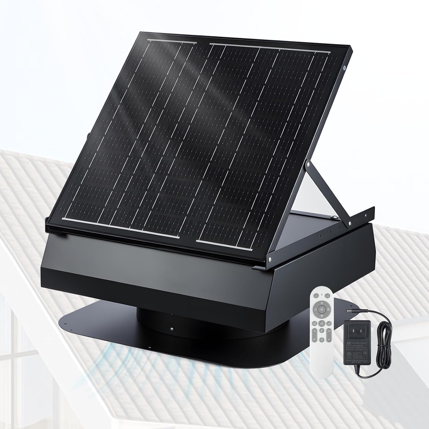 GROWNEER 40W 14″ Solar Attic Fan with Smart Thermostat, 2000CFM Solar Powered Attic Fan 24/7 Worktime, Cools up to 2000 Sq.Ft, Waterproof Solar Roof Vent for Attics, Sunrooms, Warehouses, Factories GROWNEER 40W 14″ Solar Attic Fan with Smart Thermostat, 2000CFM Solar Powered Attic Fan 24/7 Worktime, Cools up to 2000 Sq.Ft, Waterproof Solar Roof Vent for Attics, Sunrooms, Warehouses, Factories