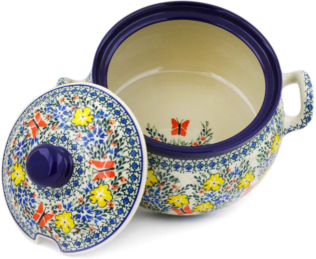 Polish Pottery 121 oz Tureen made by Ceramika Artystyczna (Daylight Garden Theme) Signature UNIKAT + Certificate of Authenticity
