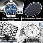 OLEVS Men's Stainless Steel Chronograph Watch, Big Face Multi Dial Waterproof Luminous Analog Quartz Watch, Luxury Date Diamond Classic Men Wrist Watch (Gold/Silver/Black/Blue)
