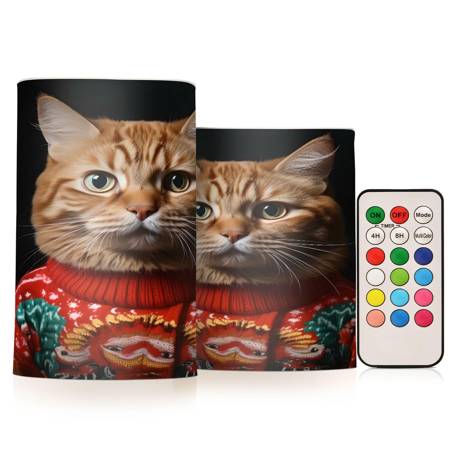 ALAZA Cat (49) Flickering Flameless Candles Battery Operated with Remote Timer,Tea Light Candles LED Pillar Votive Candles Set of 2 for Outdoor Indoor Decorations