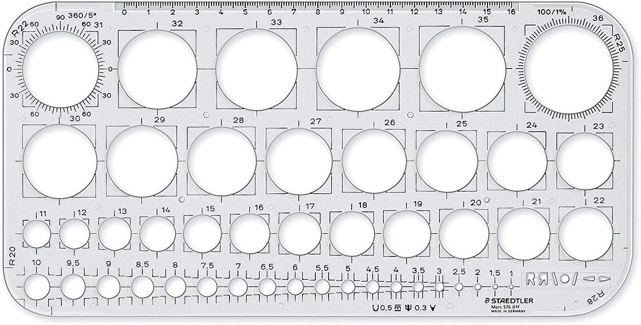 Mars 576 01 F Circle Template - Transparent (Pack of 1)