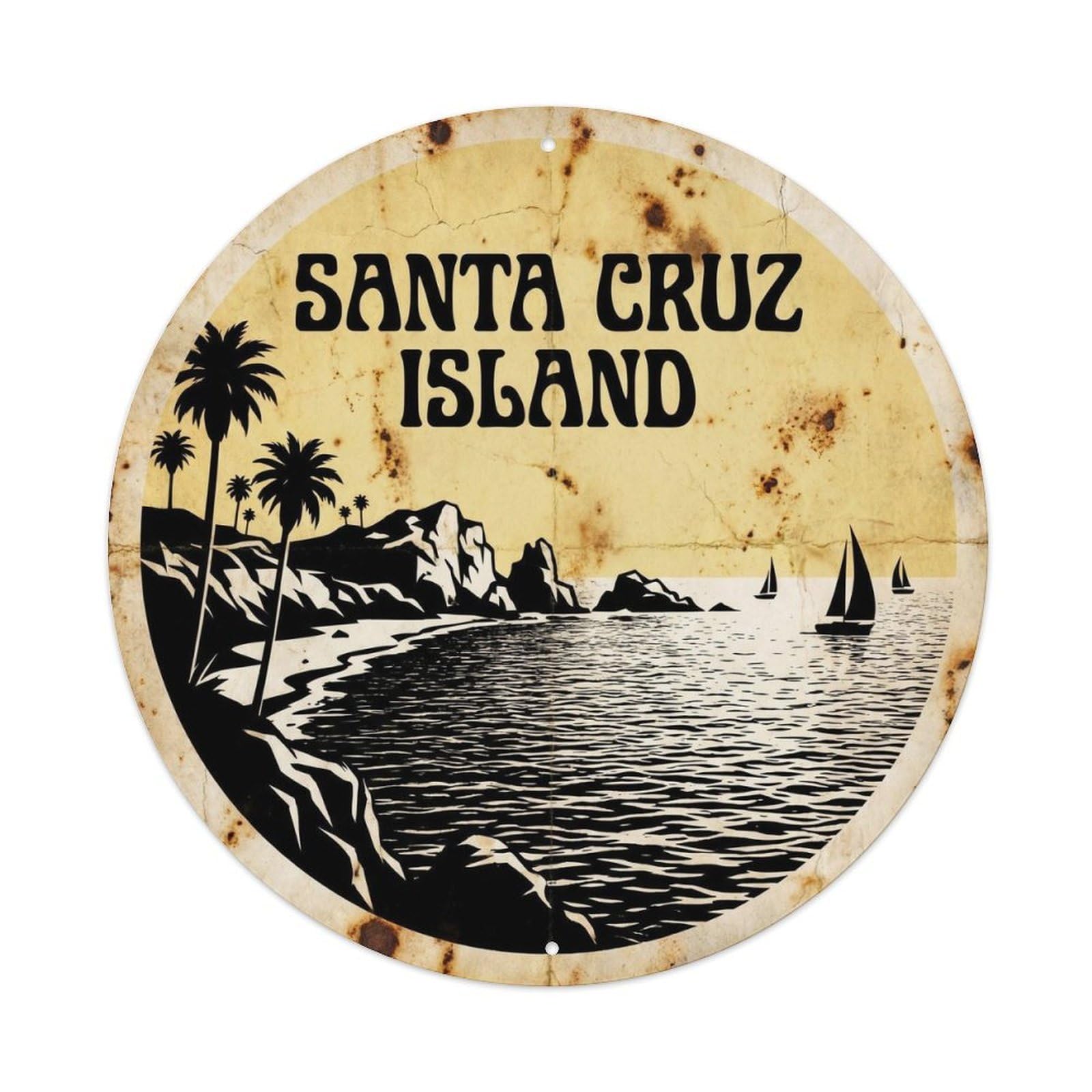 Galapagos Islands Santa Cruz Atoll Travel Black White Metal Tin Sign