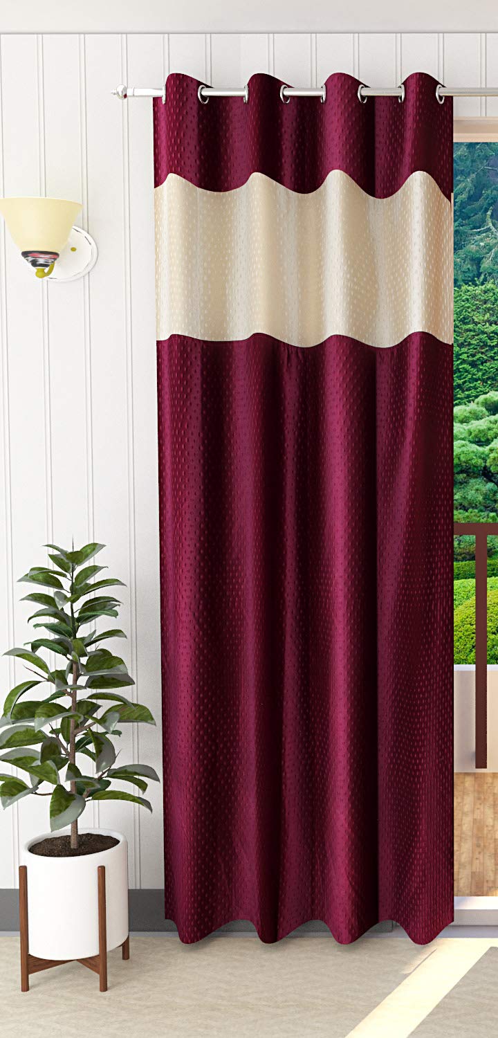 Honey Traders Polyresin Grommet Door Curtain, 9 Feet, Cream-Wine.