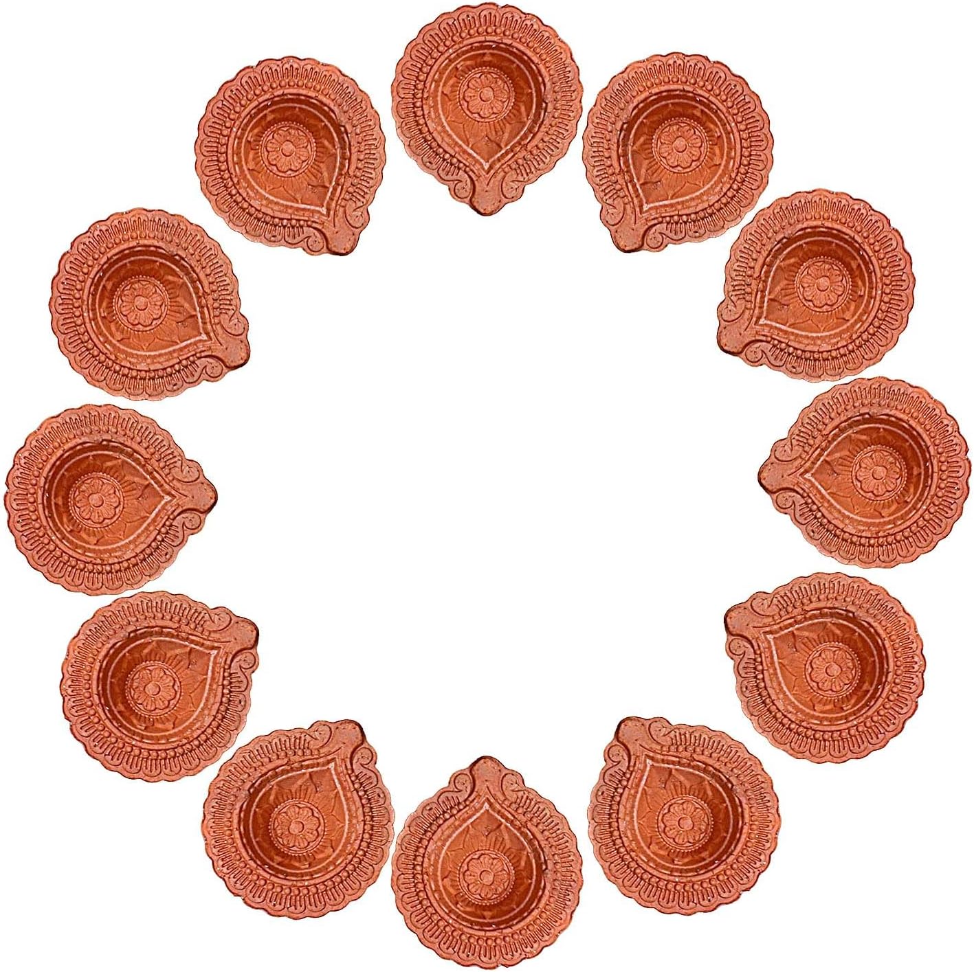 SATVIK 12 Pc Set Clay Diya Diwali Dia with Cotton Wicks for Puja Pooja Traditional Handmade Terracotta Earthen Oil Lamp Diyas Natural Mitti Welcome Deepawali Decoration Indian Gift Item
