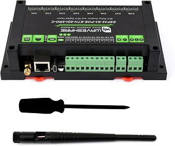 Industrial 8-Channel ESP32-S3 WiFi Relay Module, Built-in Xtensa 32-bit LX7 Dual-Core Processor, Onboard Isolated CAN+ 8-CH Digital Inputs + 8-CH Relays+ PoE Network Port, Supports WiFi/BT