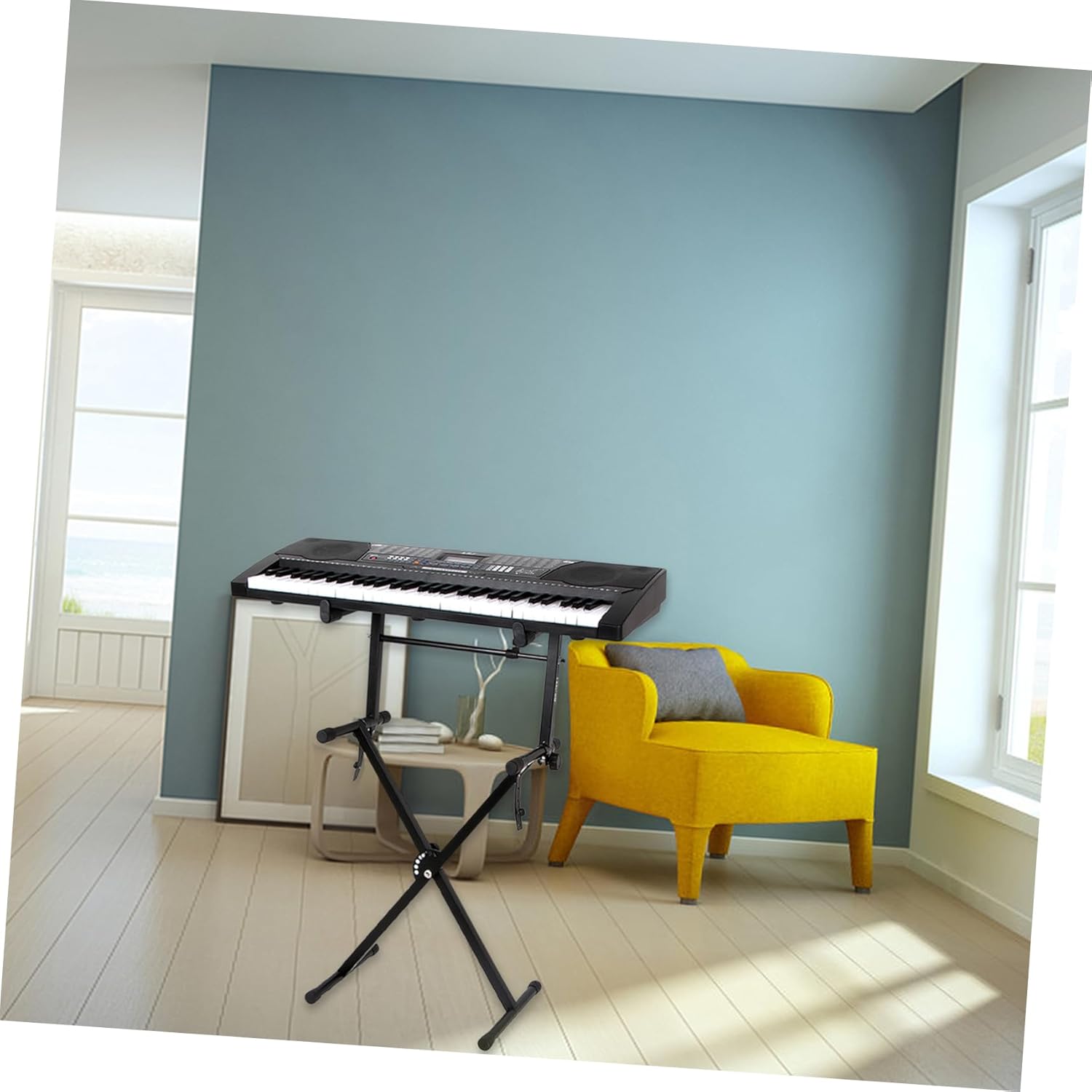 Double Braced Keyboard Stand for Digital Pianos Non-slip Portable Design Easy Assembly Maximum for Home and Stage Performances
