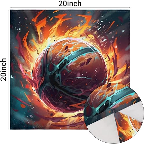 Miniatura 3 de Cloth Napkins Set of 4 Fire Basketball 20x20 Inch Cloth Napkins Abstract Sport Ball Washable Reusable Kitchen Dinner Napkins Table Decor for