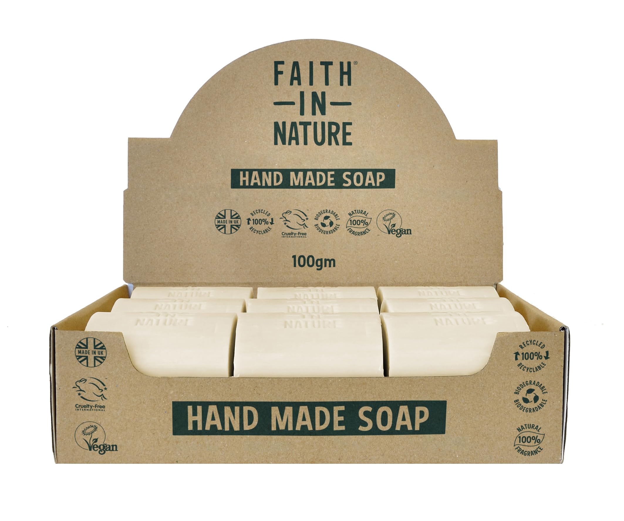 Faith In Nature Natural Coconut Hand Soap Bar Box Set, Hydrating, Vegan & Cruelty Free, No SLS or Parabens, 18 x 100g