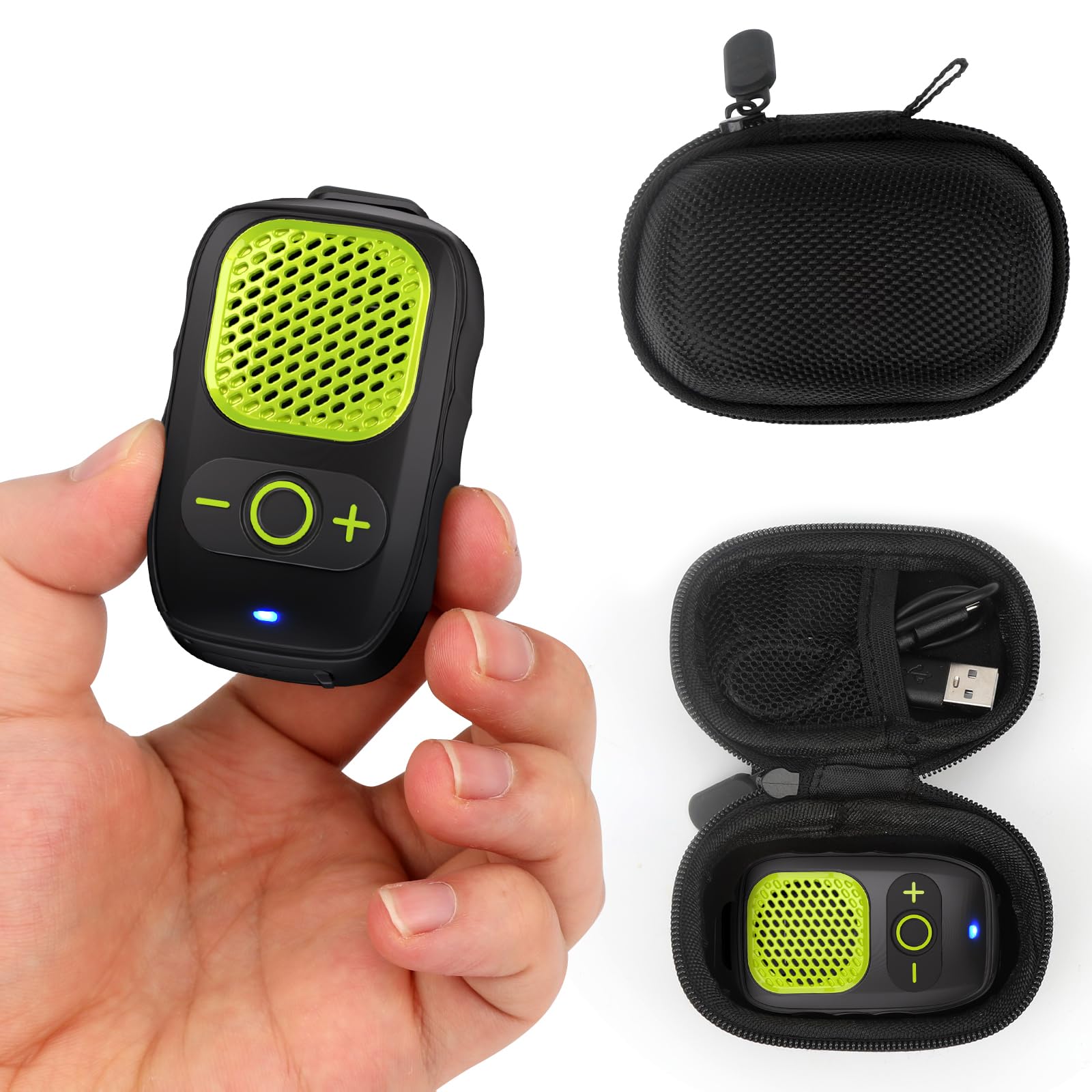 Wearable Bluetooth Speaker - 30H Working Time Clip-On Wireless Jobsite Pro Water-Resistant Portable Speaker — Built-in Mic for Hands-Free Music and Calls, Green (Non-Magnetic)