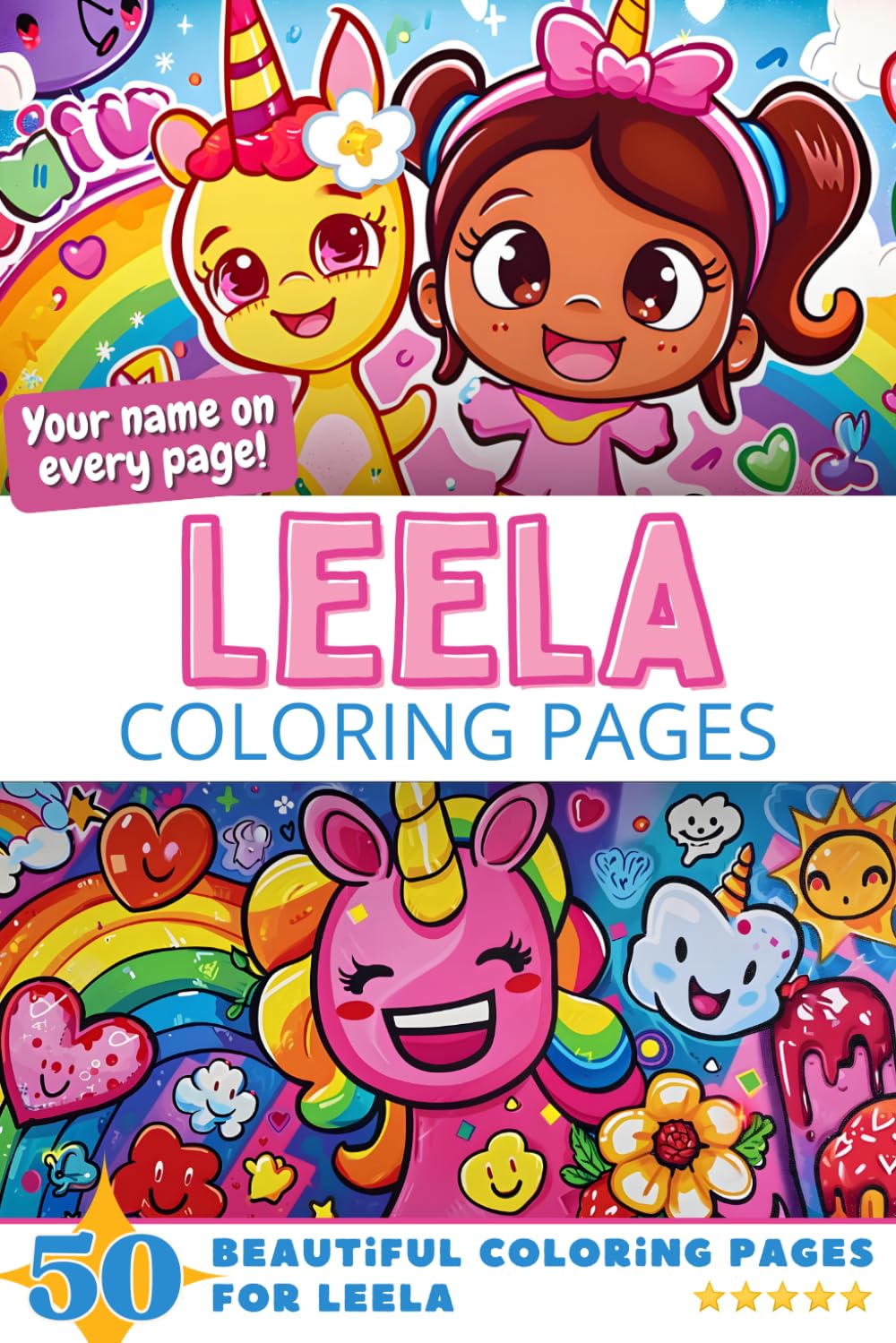 Leela Coloring Pages: Wow-Effect! Your name on every page - Leela coloring book - 6x9" - 50x Leela coloring page - Fantastic Gift