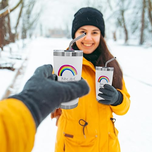 Miniatura 4 de Vaso de café de viaje de 20 onzas con tapa deslizante y pajilla, taza de café de acero inoxidable a prueba de derrames, acero inoxidable aislado,