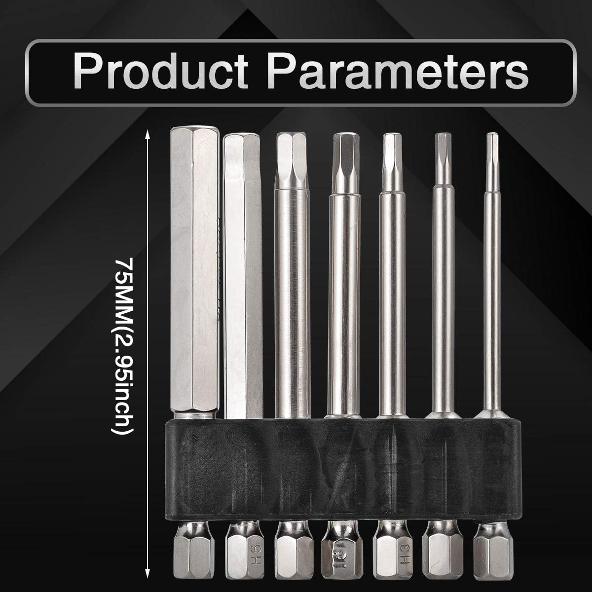 KATUR Slotted Screwdriver Set Precision 1/4 Inch Hex Shank Hex Head Screwdriver Set 7Pcs 75mm Length H1.5/H2/H2.5/H3/H4/H5/H6 (75mm)