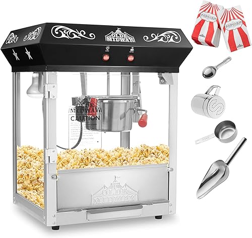 Miniatura 2 de Olde Midway Máquina de palomitas de maíz estilo bar, 4 onzas, color negro
