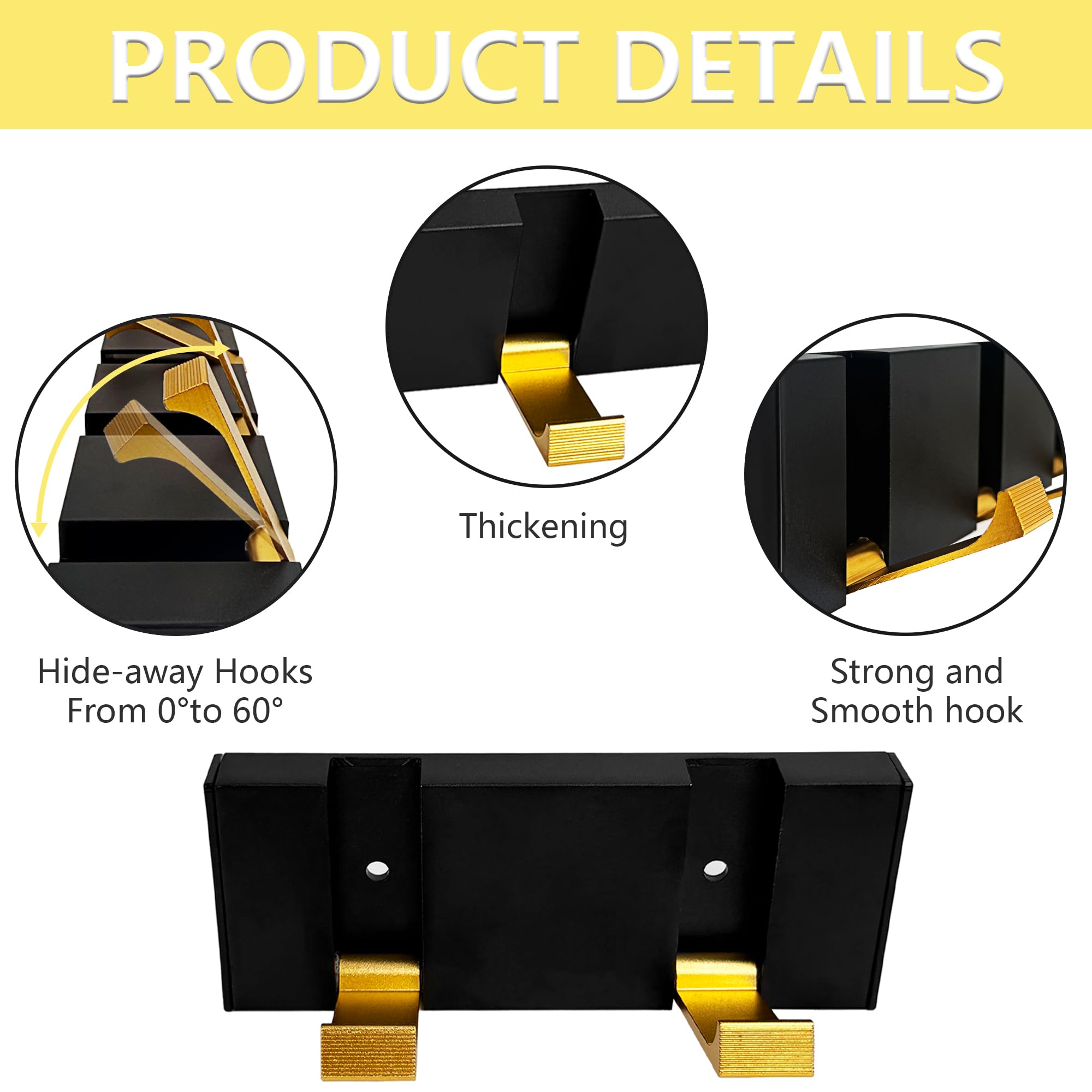 Musiin Wall-Mounted Guitar Cable Holder, Double Hook Design, Can Hang Monitor Headphones/Guitar Cable/Audio Cable - Image 3