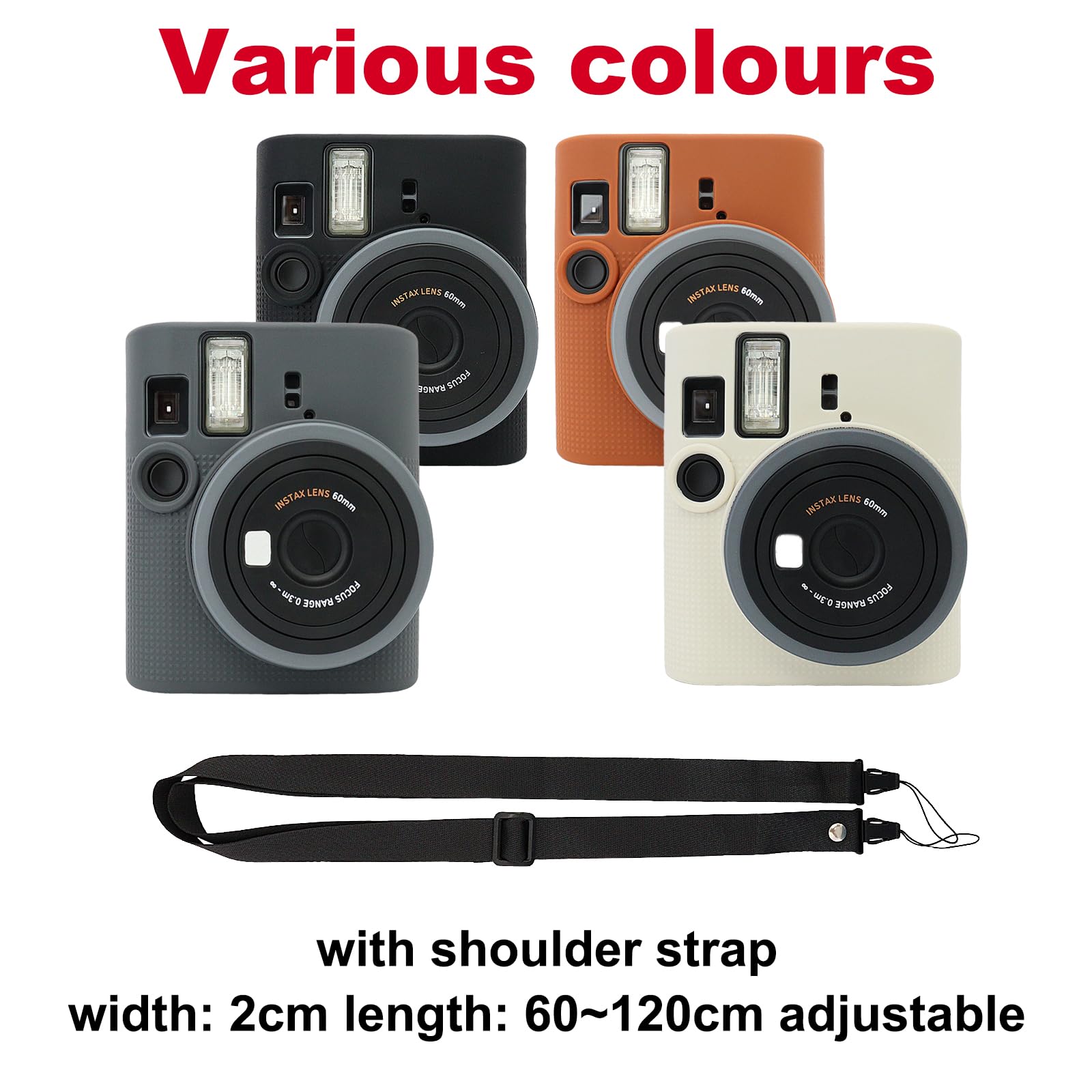 VOVMOEYA Custodia in silicone per Fujifilm Instax Mini 41, resistente all'usura, custodia protettiva morbida per fotocamera con tracolla per fotocamera