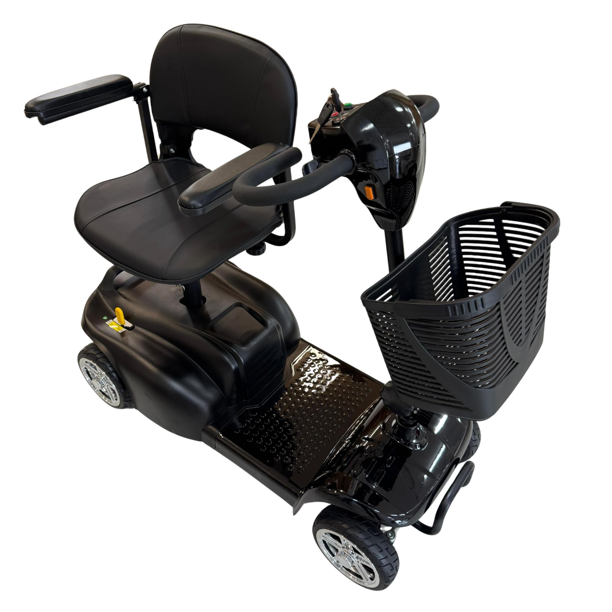 Scooter Elettrico per Disabili e Anziani Pieghevole per Persone con Mobilità Ridotta, Sedile Girevole 360°, Braccioli Ribaltabili, Cestino, Dotato di Presa di Ricarica, Dispositivo Medico Classe 1