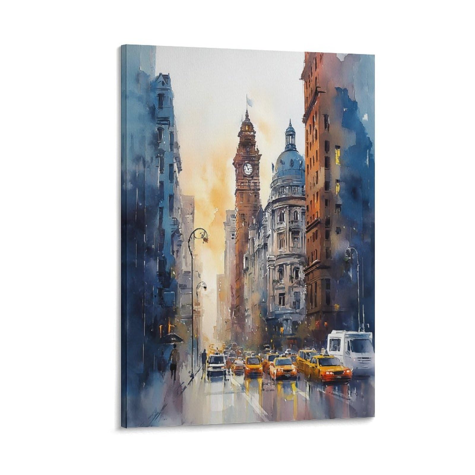LCYNNH Boston Watercolor Print_ Fenway & Harbour Art_4 20x30inch(50x75cm) Print Home Bedroom Office Living Room Decor Canvas