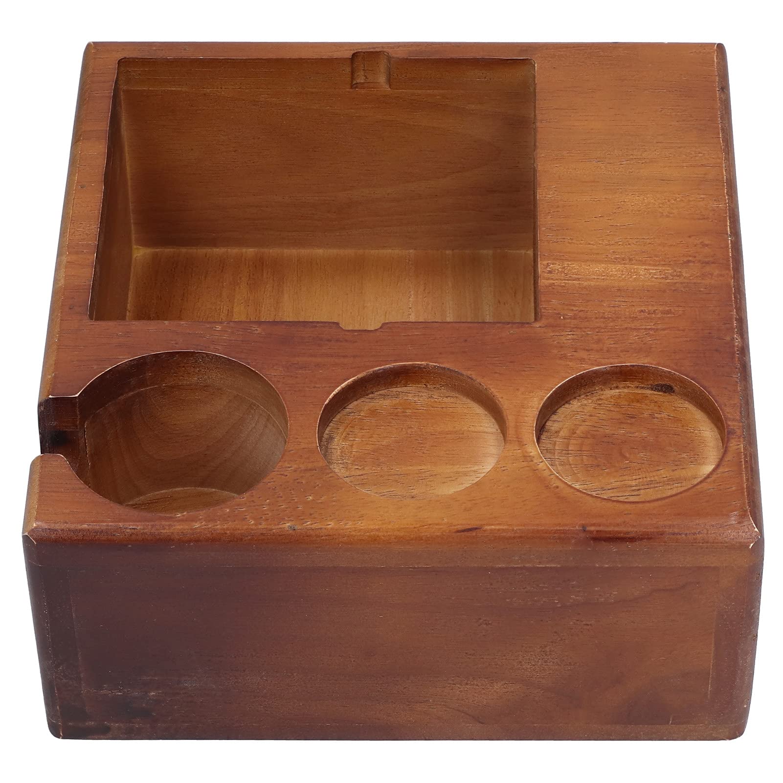 Aramox Siebträgerständer aus Holz, Buchenholz-Kaffee-Manipulationshalter, 235 X 250 X 100 Mm, mit Knock-Box-Kartenschlitz-Design, Stabile Tamping-Anti-Rutsch-Basis für den Heim-Barista-Café