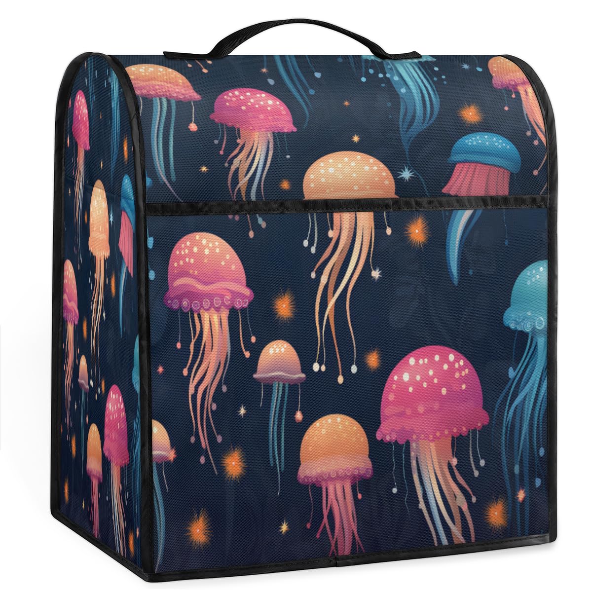 Coffee Maker Cover Colorful Jellyfish Kitchen Appliance Covers Small Appliance Covers Blender Cover Juicer Cover Dust Covers for Kitchen Appliances with Top Handle and Pockets,Washable,B236