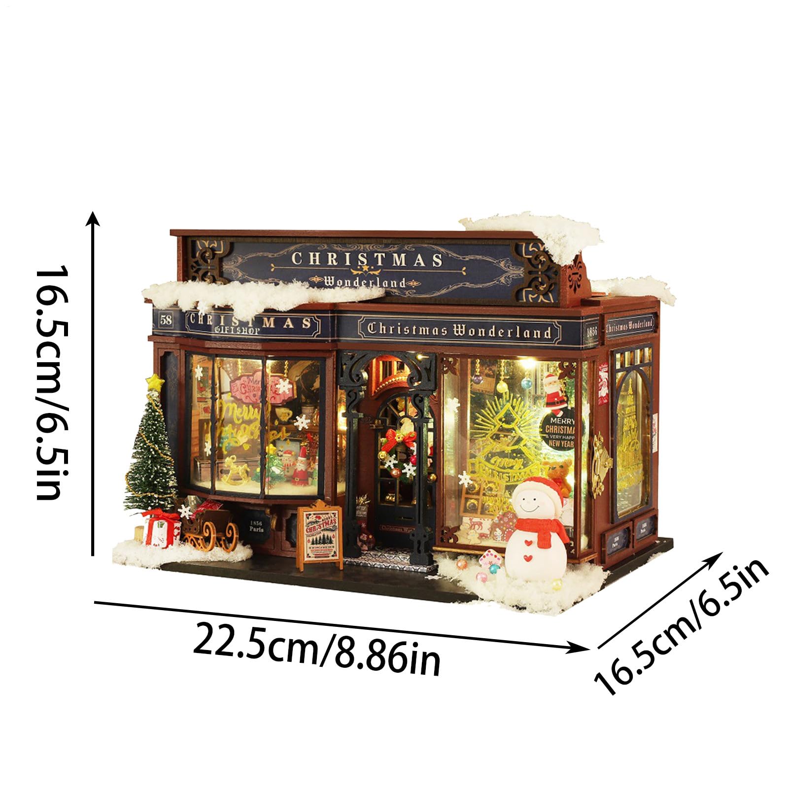 Miniaturowe domki bożonarodzeniowe, zestaw małego domku | bożonarodzeniowego, drewniane domki dla lalek z drzewem i meblami, kreatywny zestaw lalek, dekoracje