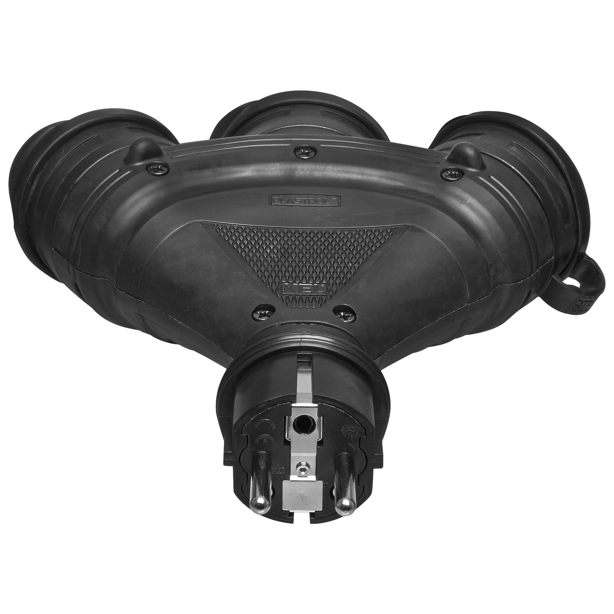 Distribuidor móvil Schuko enchufe triple de 3 enchufes y tapa hermética, 16 A/250 V, 3 pines, IP44, desmontable, para exteriores