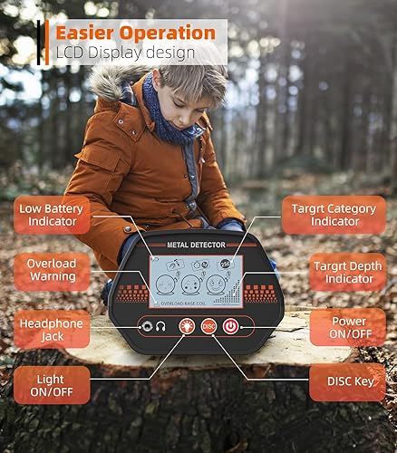 Miniatura 4 de Detector de metales para niños, detector de metales DetectTrek Kids resistente al agua con bobina de alta precisión de 8 pulgadas y rastrillo de