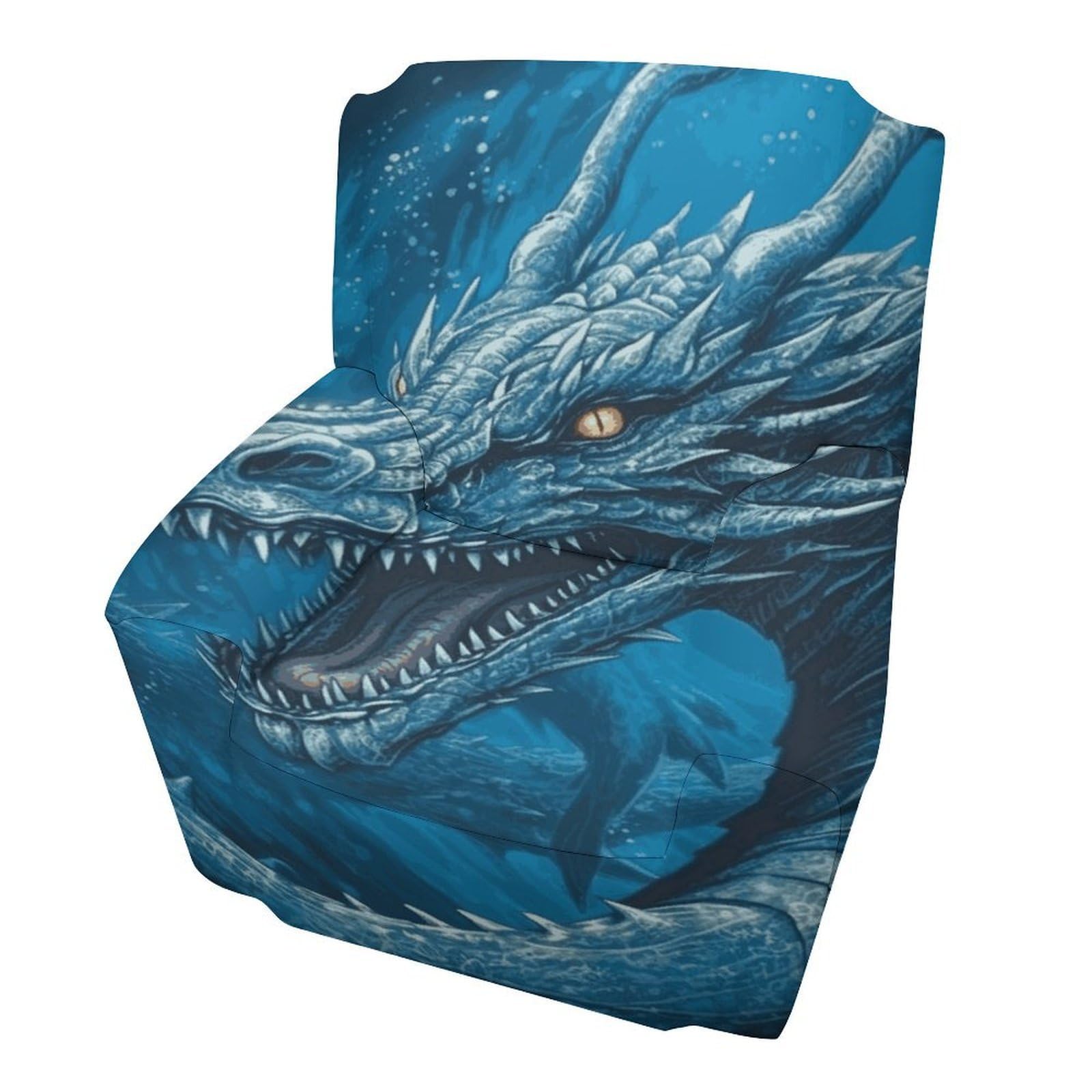 Fodpand Style Dragon Cool Blue Sofa Cover Soft 1 Seater Sofa Slipcover For Pets Washable,Couch Cover With Elastic Straps Furniture Protector