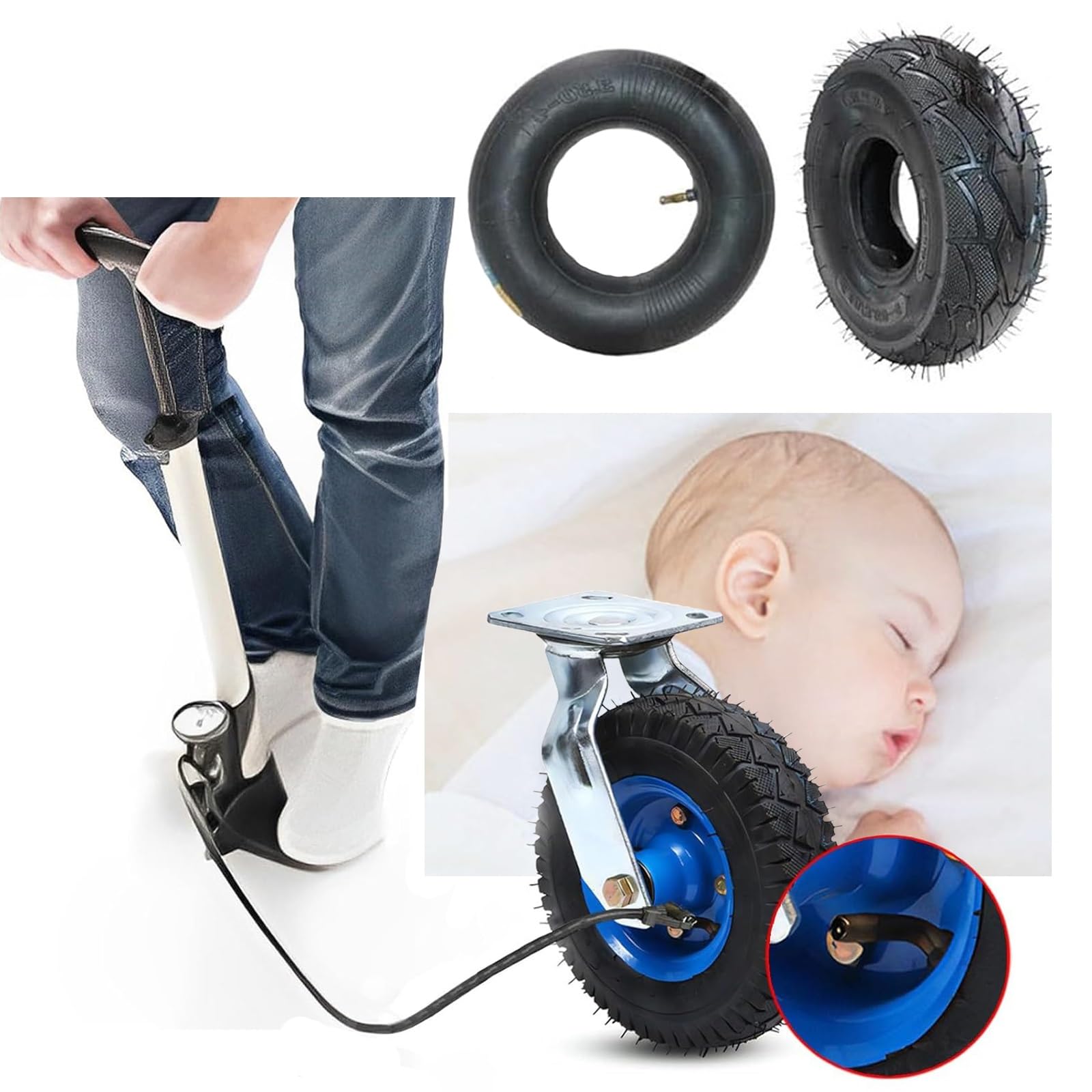 Ruedas giratorias para Transporte de Muebles, Ruedas fijas silenciosas, 6, 8 y 10 Pulgadas, Ruedas de Goma de Repuesto Resistentes, 2 Piezas, con Frenos, Ruedas para carretillas ma