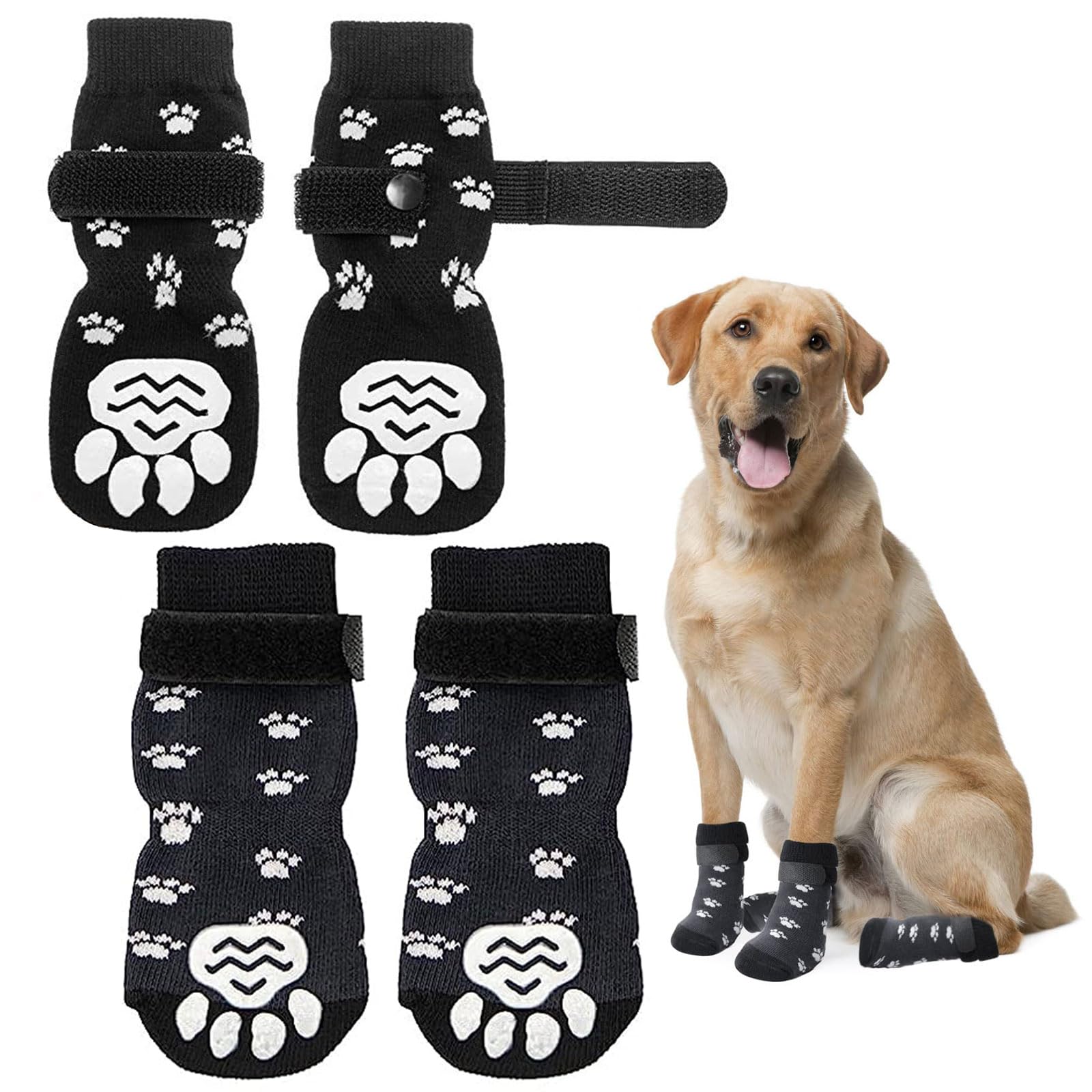2 Paar Anti-Rutsch Hundesocken - Pfotenschutz Für Hartholzböden & Glatte Flächen