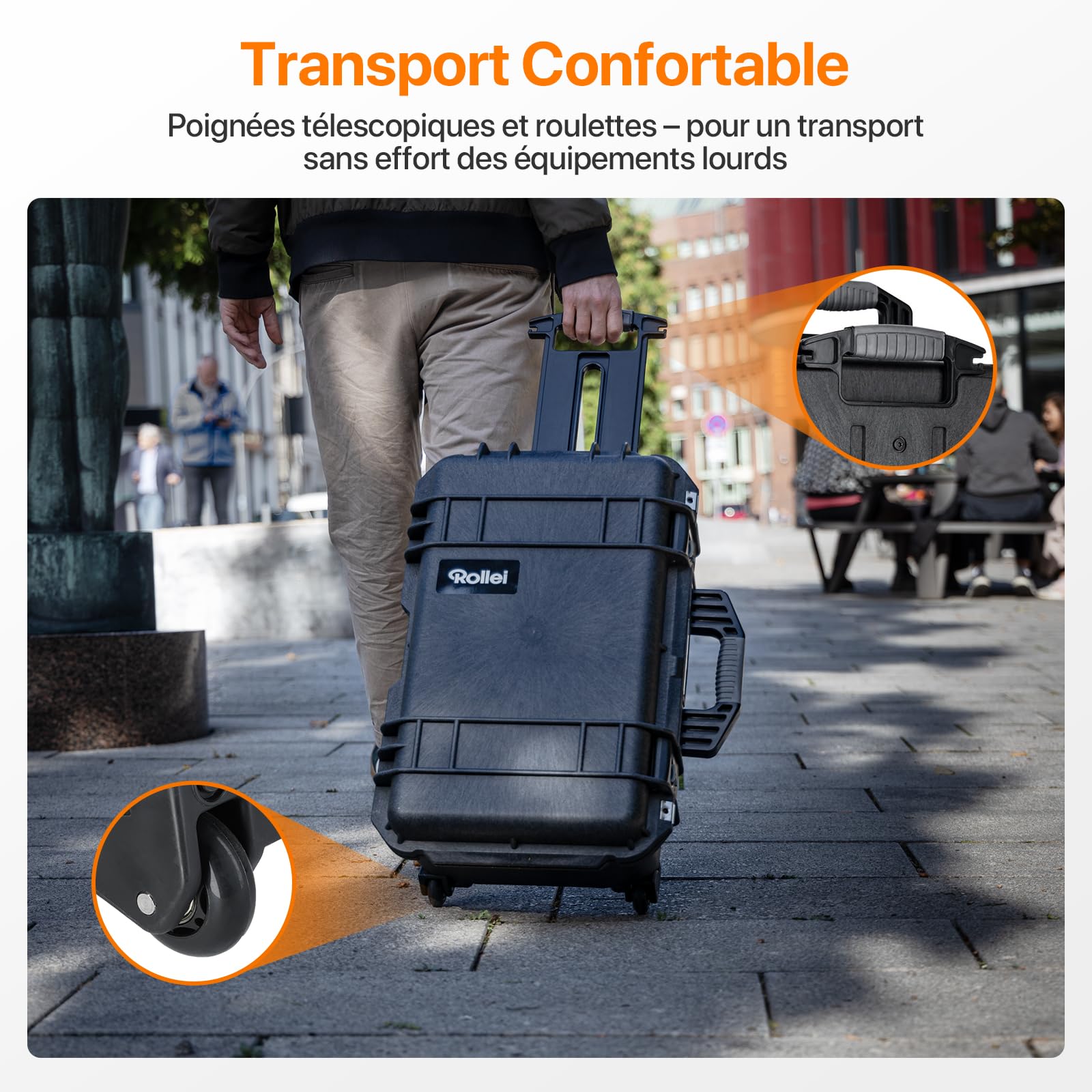 Rollei Valise à roulettes pour Appareil Photo - Extrêmement Robuste - Incassable et étanche - Grande Valise pour Appareil Photo d'extérieur - Régulation Automatique de la Pression et Protection