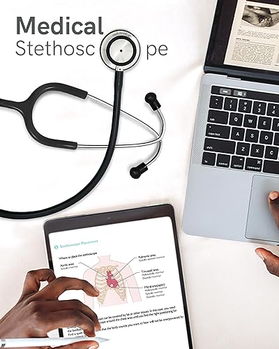 Miniatura 7 de FriCARE - Estetoscopio de doble cabezal para profesionales, estudiantes y auxiliares de enfermería, paramédicos, TEM, VNA, elegible para FSAHSA,