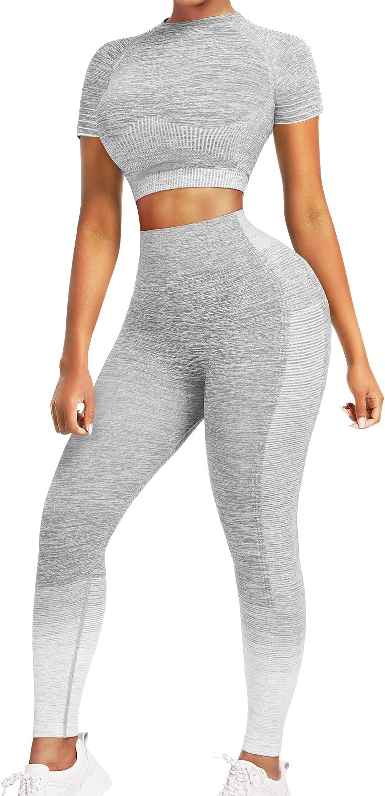 JOYMODE Workout Sets for Women 2 Piece High Waist Seamless Leggings and Crop Top Yoga Outfit