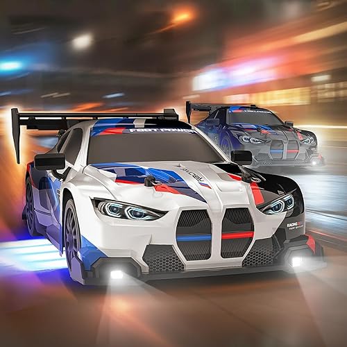 Miniatura 3 de Coche de deriva a control remoto a escala 124 para niños, 2.4 GHz, 20 KMH, 4WD, autos RC de alta velocidad con luz LED, dos baterías y neumáticos de