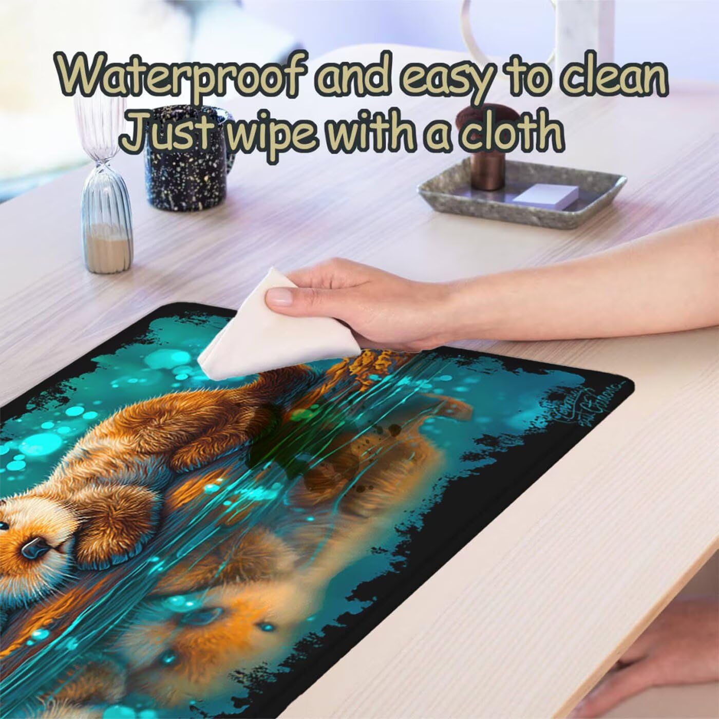 Podkładka pod mysz XXL 1200 x 600 mm duża podkładka pod mysz dla graczy leniwce pod ręką biurko szyte krawędzie antypoślizgowe do komputera, laptopa poprawia dokładność i szybkość, zwierzę S-6563