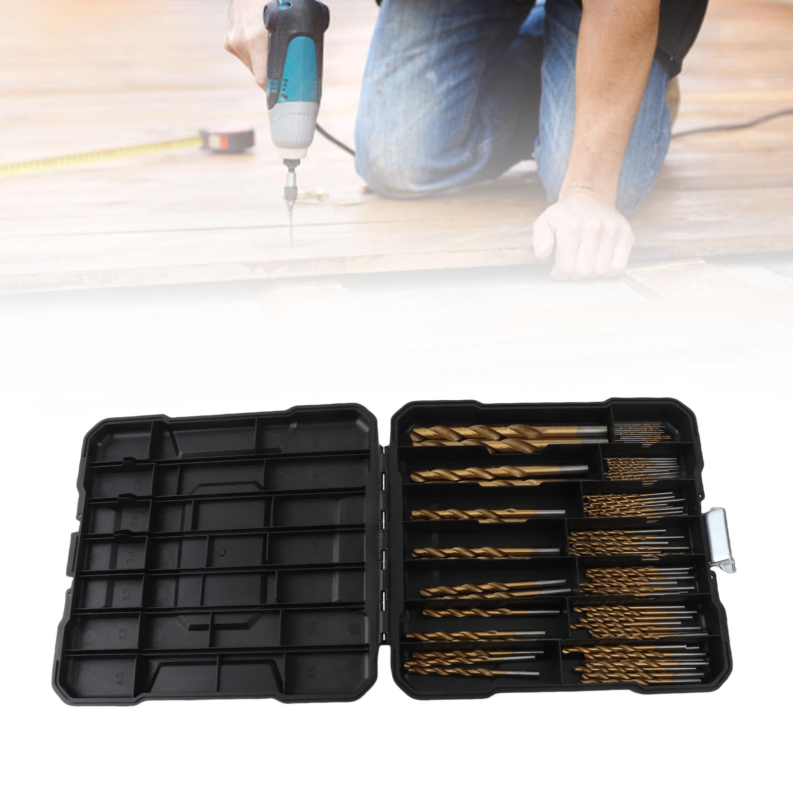 Set di 99 punte da trapano a spirale, punte in acciaio ad alta velocità con gambo tondo e rivestimento in Ti per metallo, legno e plastica, kit di punte di precisione da 1,0 a 3,0