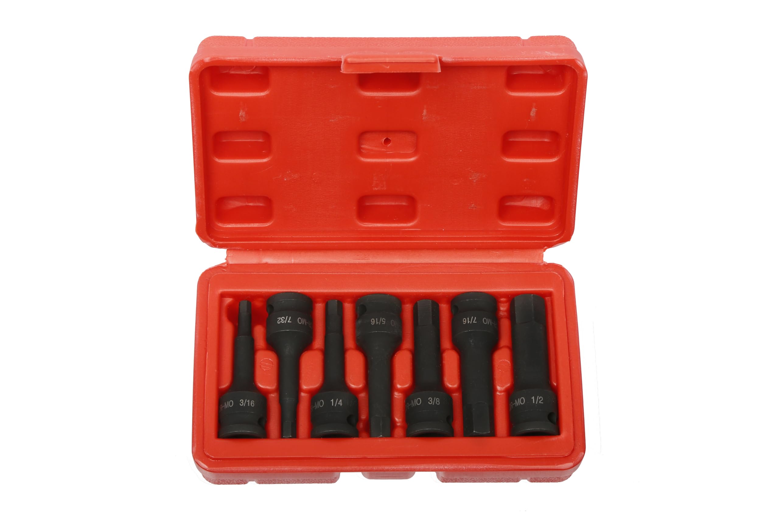 3/8-Inch Drive Cr-Mo SAE Standard Allen Hex Driver Impact Socket Set, 3/16" - 1/2" | 7-Piece Set
