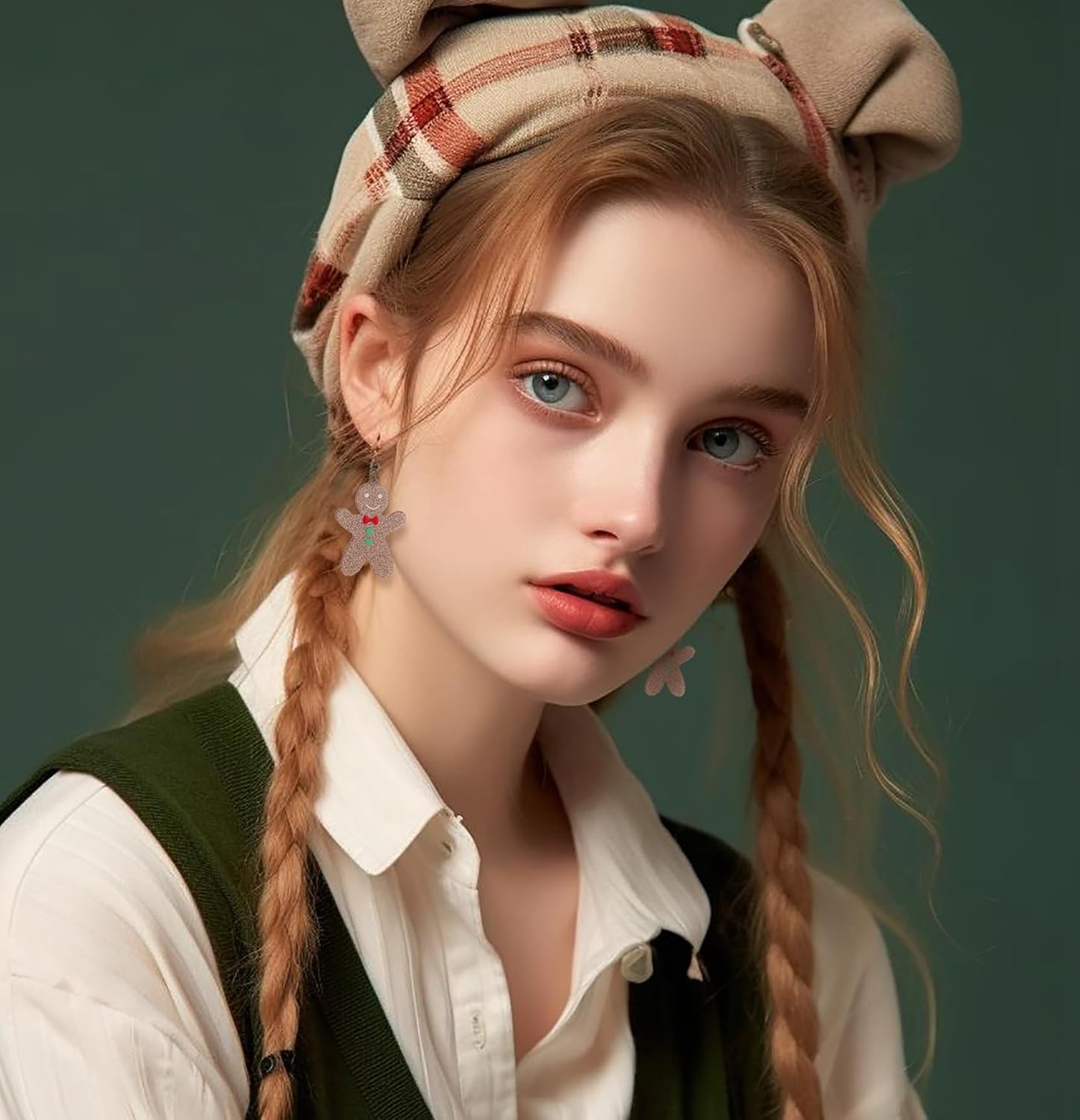 Christmas Earrings Bow Colorful Light Bulbs Rhinestone Earrings Gingerbread Man Xmas Tree Reindeer Christmas Holiday Jewelry Gift - Image 2