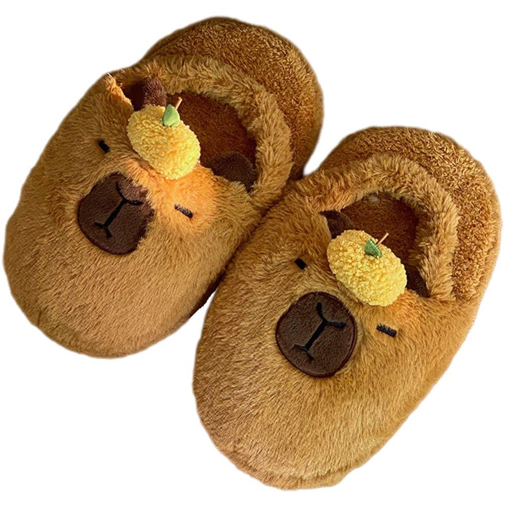 Pantoufles Capybara en peluche pour femmes et hommes chaussons d'hiver confortables maison