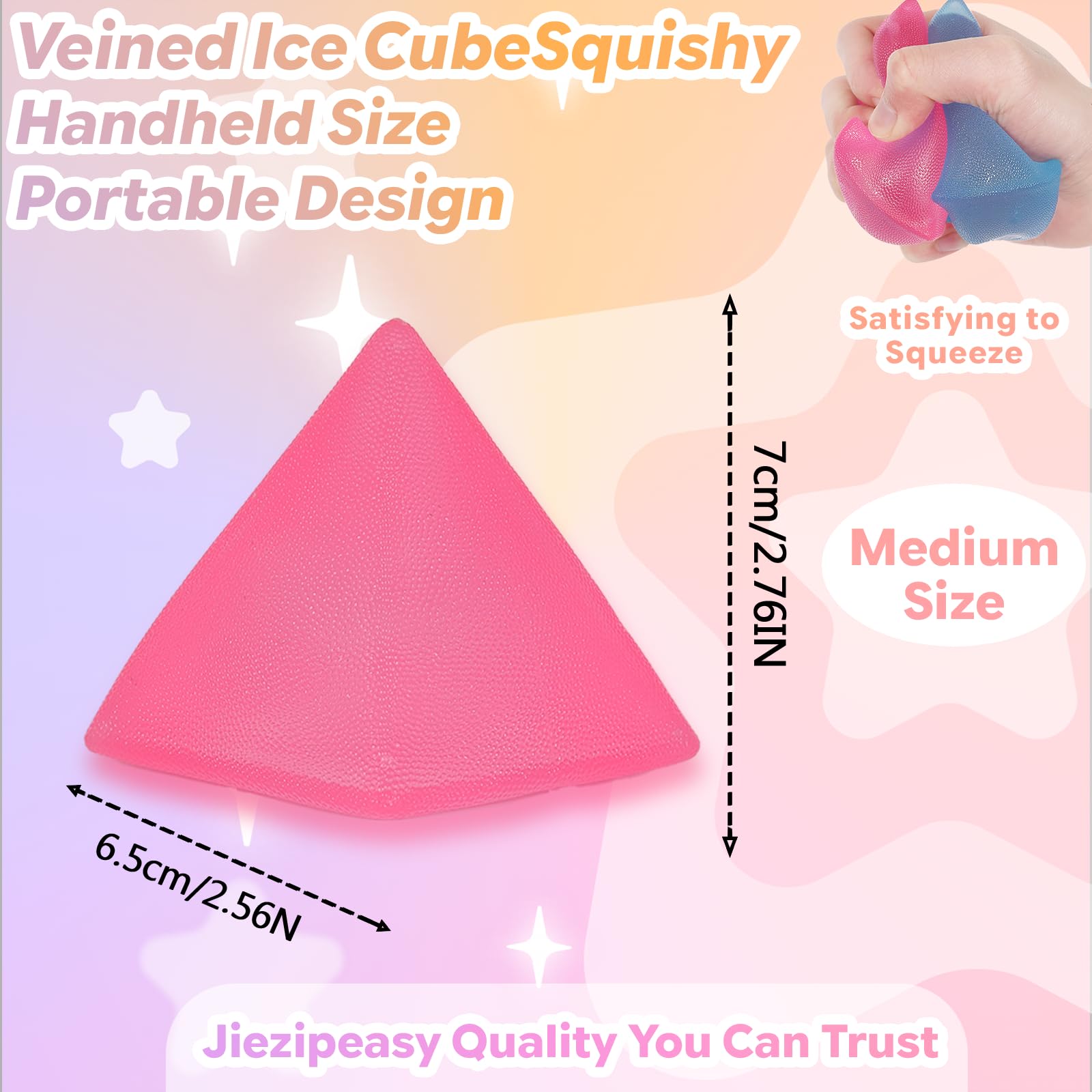 Jiezipeasy Triangle Bubble Squishy Toy 3-Colour Set, Soft TPR Stress Relief Squeeze Toy - Image 4