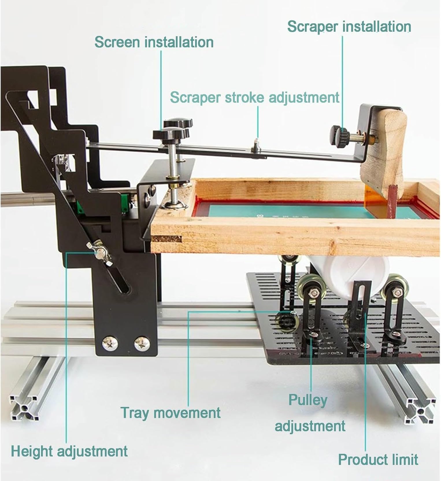 Stampante Curva Manuale Serigrafica, Macchina per Stampa Cilindrica, Area Grafica Massima di 200 X 250 Mm, per Bottiglie E Vasi di Diametro di 270 Mm.