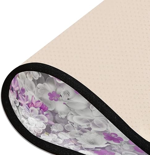 Miniatura 6 de Alfombras de cocina moradas con mariposas y flores, antideslizantes, suaves, alfombra de baño, alfombra de pasillo para el hogar, comedor, sala de